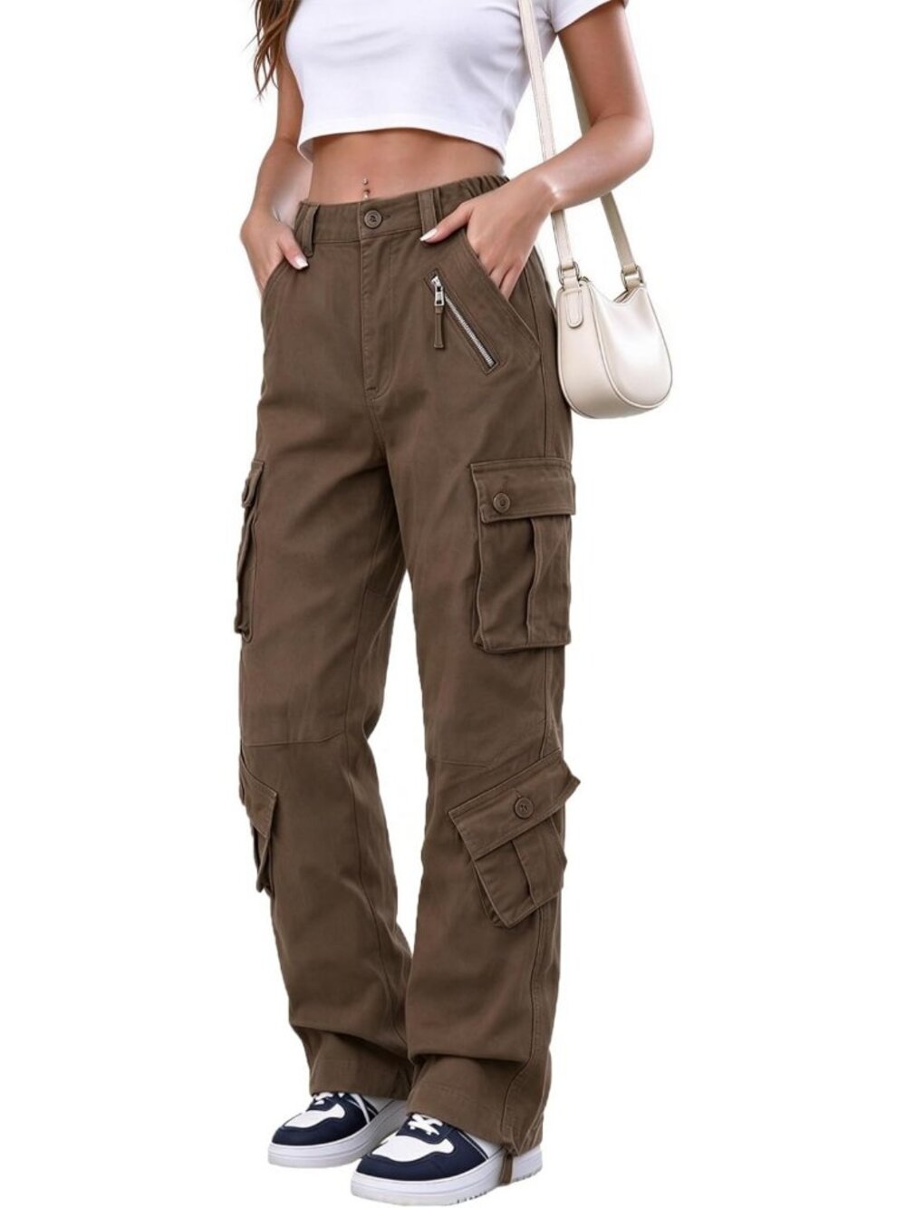 Stylish Camo Cargo Pants for Women | Casual Combat Hiking Pants with 9 Pockets